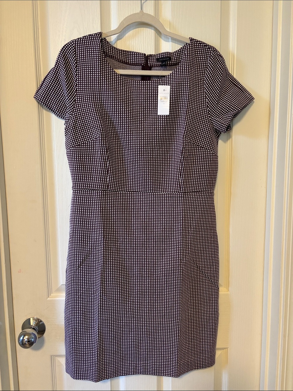 Ann Taylor Purple Mini Dress with White Dot Pattern